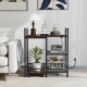 Printer stand in rustic brown with charging station, open mesh shelves, and wheels for easy movement in a modern.