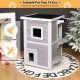 2-story wooden cat house with escape door, made of firwood and plywood, ideal for indoor and outdoor pet use.