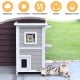 2-story wooden cat house with escape door, made of firwood, rainproof, ideal for 1-2 cats, suitable for indoor and.