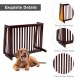 Folding adjustable 3-panel wood fence in cherry finish, ideal for doorways and hallways, featuring sturdy construction.