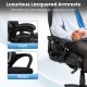 Close-up of the Big & Tall PU Leather Office Chair's luxurious lacquered armrests, designed for enhanced comfort.