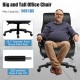 Big and tall office chair in black PU leather with 6 massage points, adjustable height, and sturdy base for 400 lbs.
