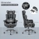 Dimension chart of the Big and Tall Executive Office Desk Chair in black, showing adjustable height and weight capacity.