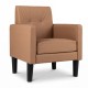 Modern accent chair upholstered in smooth PU leather with a removable cushion, ideal for living rooms and reading spaces.