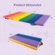 Tri-folding PU leather gymnastics tumbling mat with colorful stripes, measuring 71" x 47" x 1.6", ideal for kids.