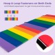 Colorful PU leather tri-folding gymnastics tumbling mat with hook and loop fasteners, ideal for kids' exercise and.