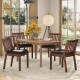 Espresso PU leather upholstered dining chairs with padded seats, set of 4, in a cozy dining room setting.