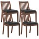 Set of 4 PU leather upholstered dining chairs in espresso with padded seats and ergonomic slanted backrests for comfort.