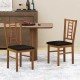 Set of 2 walnut wood dining chairs with PU leather upholstery, featuring a high backrest and breathable slats for.