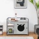 Gray hidden litter box cabinet with 2-tier storage shelf, perfect for cat supplies and home decor.