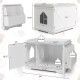 Large white wooden cat litter box enclosure with storage rack, measuring 34" x 21.5" x 20.5", perfect for discreet cat.