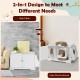 Large wooden cat litter box enclosure in white with storage rack, providing privacy and organization for cat supplies.