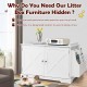 Large wooden cat litter box enclosure in white with storage rack, providing privacy and organization for your cat's.