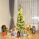 Slim pencil design 5' PVC artificial Christmas tree with lights, surrounded by festive decorations and gifts for.