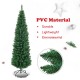 Slim 5' PVC artificial Christmas tree with dense needles and sturdy iron base, perfect for small spaces and holiday.