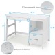 Modern 47.5-inch white computer desk with two storage drawers and waterproof surface, ideal for home or office use.
