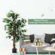 4 feet artificial ficus tree with 504 realistic leaves and hardwood trunk, perfect for home or office decoration.