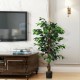 4-foot artificial ficus silk tree with 504 realistic leaves and a sturdy cement base, perfect for home or office decor.