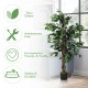 4-foot artificial ficus silk tree with 504 realistic leaves, stable cement base, perfect for home or office decor.