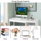 Modern white computer desk with two storage drawers, P2 MDF material, perfect for home or office use.