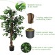 4-foot artificial ficus tree with 504 realistic leaves, hardwood trunk, and cement base, perfect for home or office.