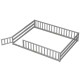 Montessori floor bed frame in gray with full-length safety guardrails and lockable door for kids' sleeping and play.