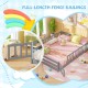 Gray Montessori floor bed with full-length safety guardrails and lockable door for secure, easy access for kids.