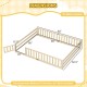 Queen size Montessori bed frame with full-length safety guardrails, solid wood, low-to-ground design for kids' safety.