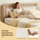 Upholstered headboard with breathable fabric and high-density sponge, perfect for a queen wood bed frame.