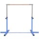 Adjustable blue gymnastics horizontal bar for kids, height 36"-59", sturdy steel construction for home training.