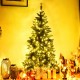 Pre-lit 5 ft artificial half Christmas tree with warm LED lights, perfect for festive home or office decoration.