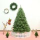 6-foot pre-lit PVC artificial Carolina pine tree with 260 warm LED lights and 49 pinecones, perfect for festive decor.