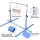Adjustable blue gymnastics horizontal bar with a strong beech bar, stainless steel arm, and rubber-ended base for.