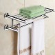 24-inch wall-mounted stainless steel towel storage rack with two tiers, ideal for space-saving in bathrooms.