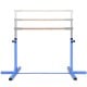 Adjustable blue gymnastics horizontal bar for kids, height 36"-59", sturdy steel construction, ideal for home training.