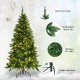5 ft pre-lit artificial half Christmas tree with 250 warm LED lights and foldable metal base for festive decoration.