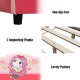 Upholstered toddler bed with cute girl pattern, non-slip feet, and 5 supporting planks for stability and safety.