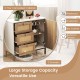 Rattan sideboard buffet cabinet in white with 1 door and 3 drawers, perfect for versatile storage in any room.