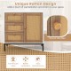 Rattan sideboard buffet cabinet with 1 door and 3 drawers, featuring a white finish and sturdy metal legs for versatile.