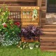 Raised garden bed with trellis in natural fir wood, featuring climbing plant support and decorative lattice design.