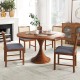 Rattan dining chair set of 2 with rubber wood frame and linen fabric padded seat in brown, perfect for dining areas.