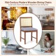 Rattan dining chair with rubber wood frame and linen fabric padded seat, perfect for dining rooms and cozy settings.