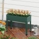 Elevated green metal gardening box with legs, designed for easy planting and excellent weather resistance.