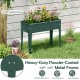 Elevated green metal gardening box with legs, featuring weather and rust resistance, ideal for growing plants and.