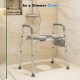 Shower chair with padded arms and adjustable height, ideal for seniors and those with limited mobility.