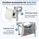 Raised toilet seat with handles, padded arms, and toilet paper holder for seniors, enhancing comfort and mobility.