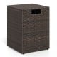 Rattan propane tank cover with flip-top lid, brown PE rattan, ideal for patio storage or as a side table.