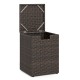Brown rattan propane tank cover with flip-top lid, ideal for outdoor patios and gardens, providing stylish storage.