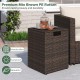 Brown PE rattan propane tank cover with flip-top lid, serving as a side table for patios and gardens.