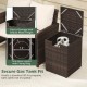 Rattan propane tank cover with flip-top lid, holds standard 20 lbs tank, ideal for patio side table storage.